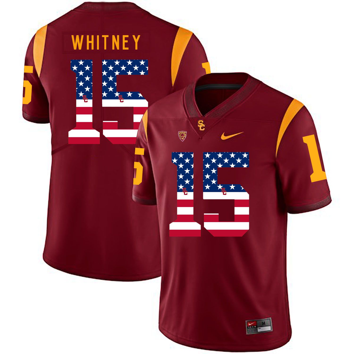 Men USC Trojans #15 Whitney Red Flag Customized NCAA Jerseys->customized ncaa jersey->Custom Jersey